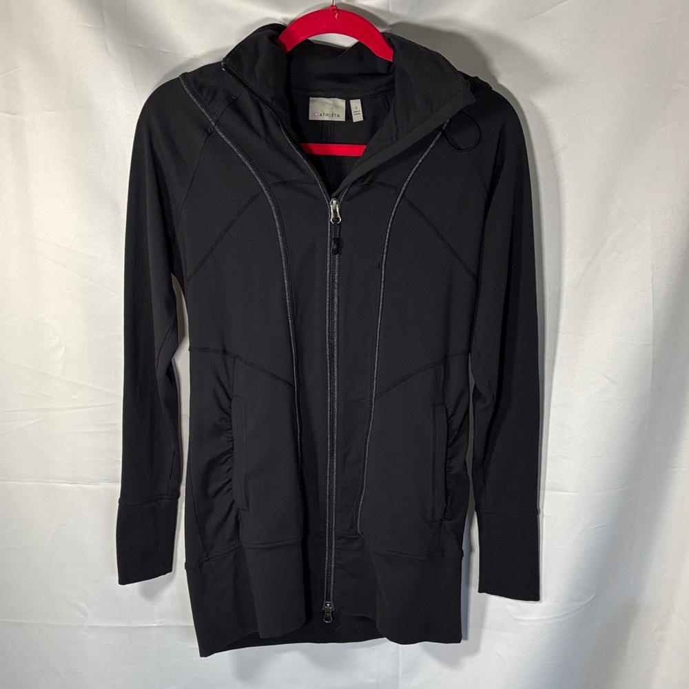 Athleta Black Hooded Full-Zip Jacket